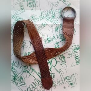 Vintage BOHO Woven Leather Belt with Cinch